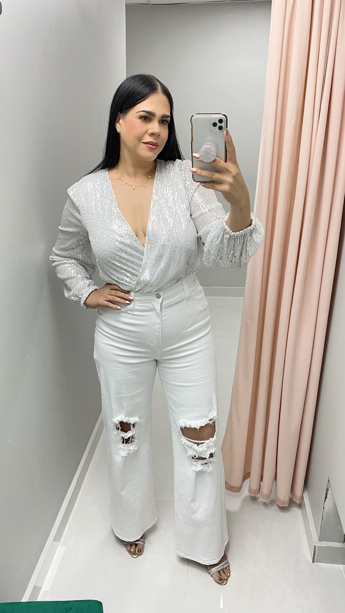 Silver Sequins Bodysuit