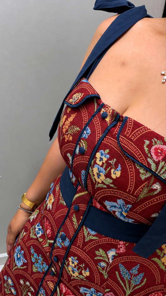 Amara Burgundy Floral Dress