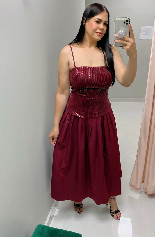 Burgundy Strapless Dress
