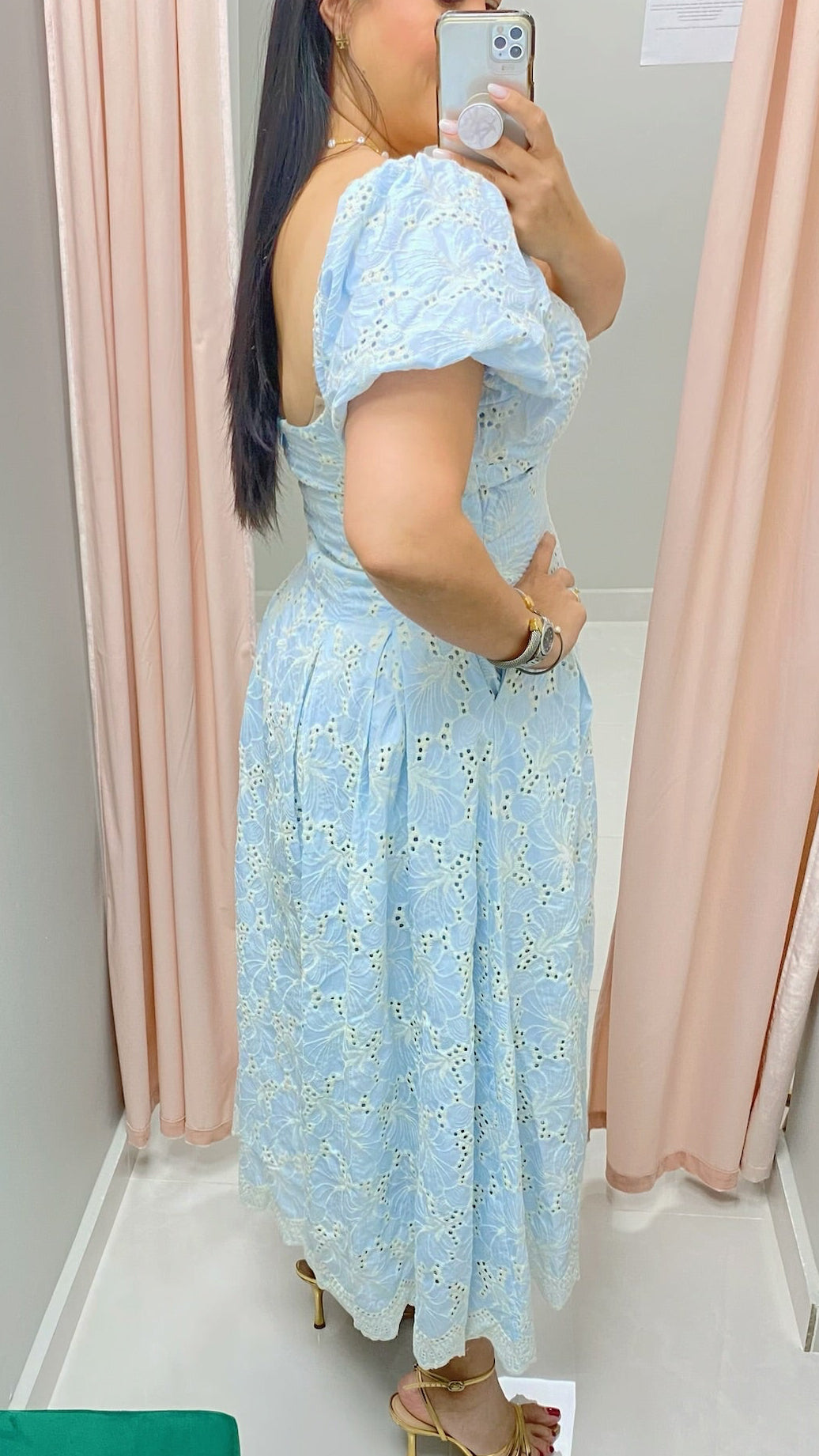 Twist Front Blue Dress