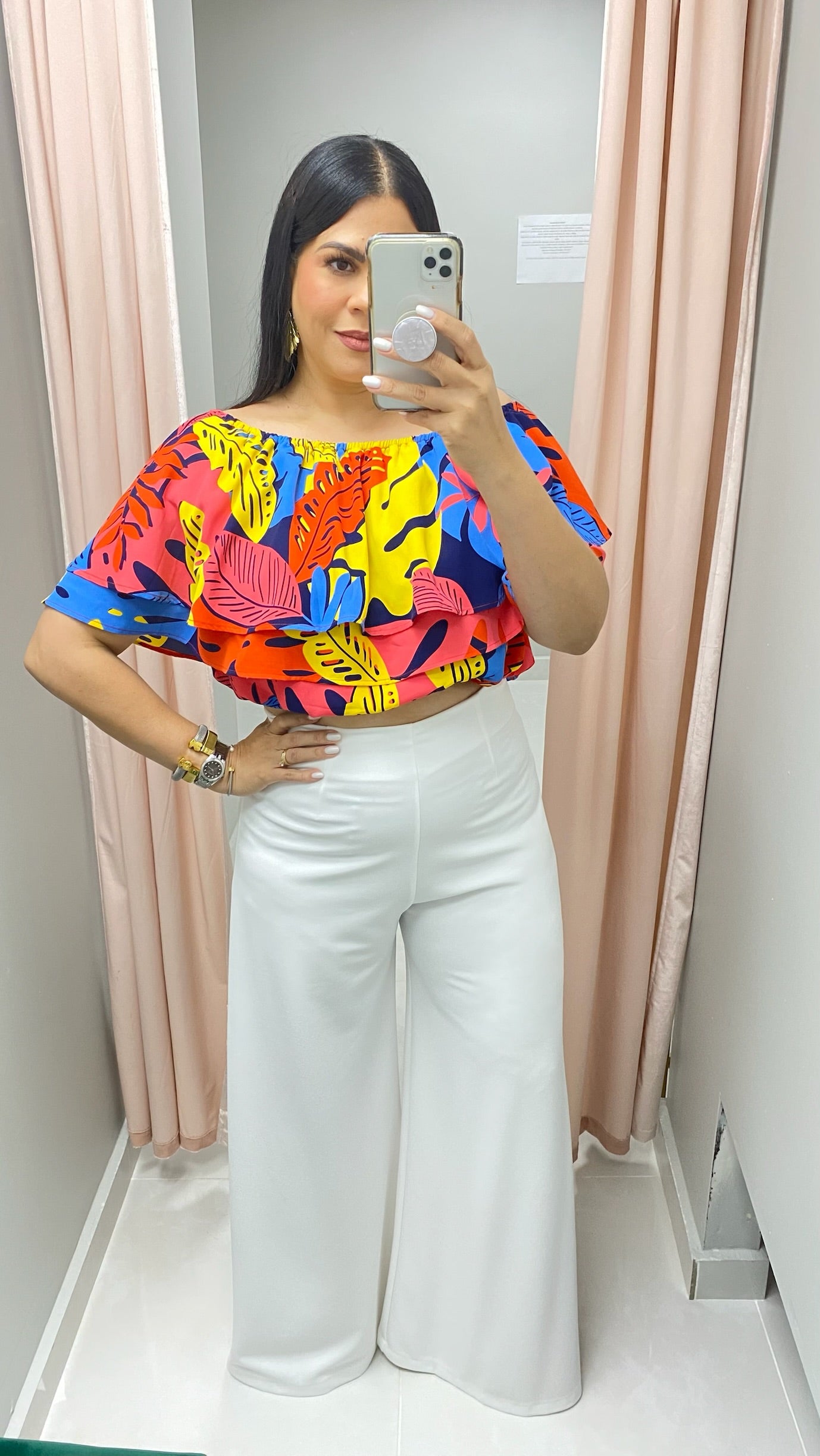 Palm One Shoulder Top