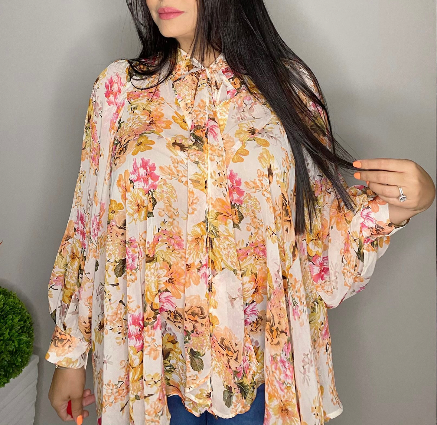 Peach Garden Tunic Top