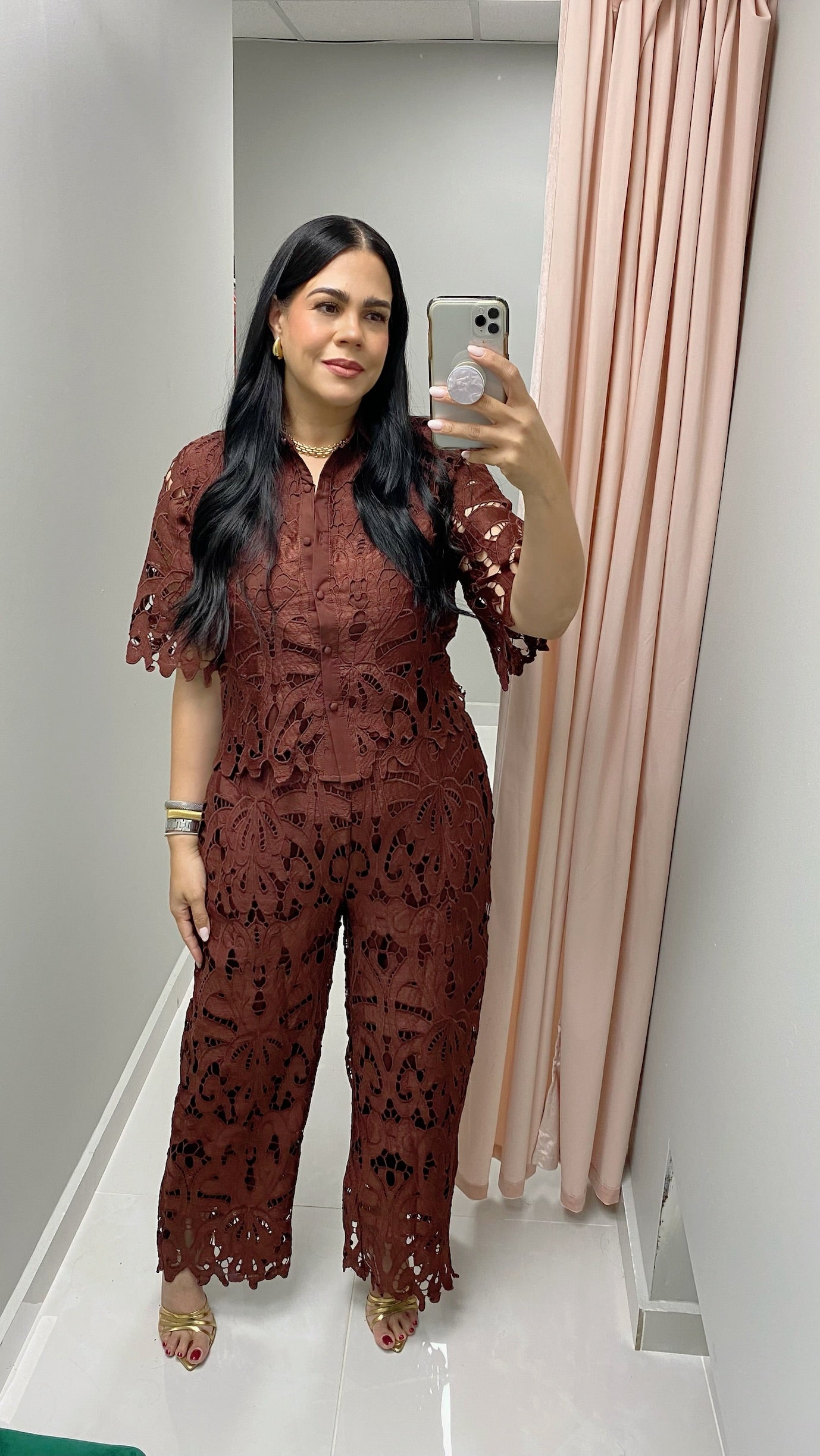 Chocolate Lace Pants Set