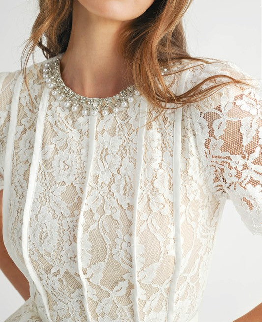 Lace Embellished Midi Dress