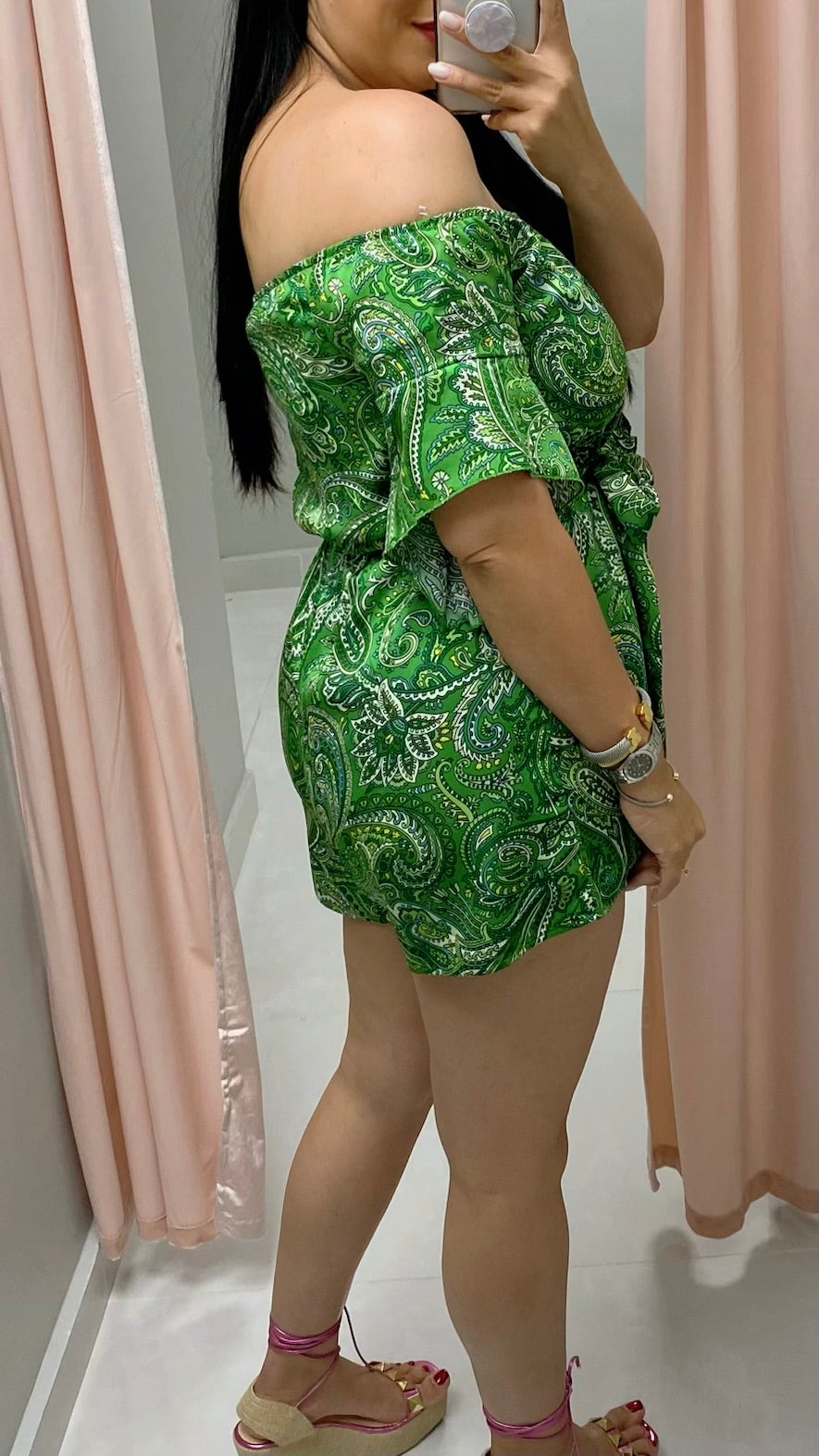 Paisley Green Romper