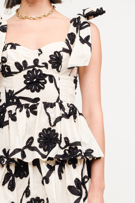 Jacquard Floral Midi Dress