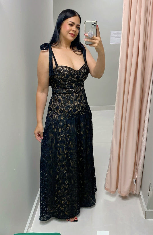 Lace & Sequins Maxi Dress