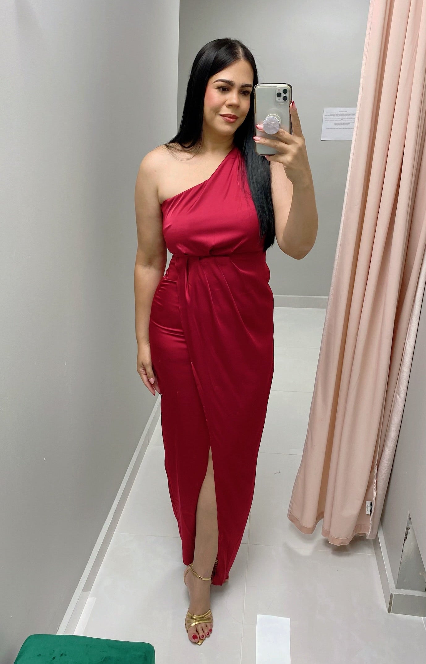 Burgundy One Shoulder Dress