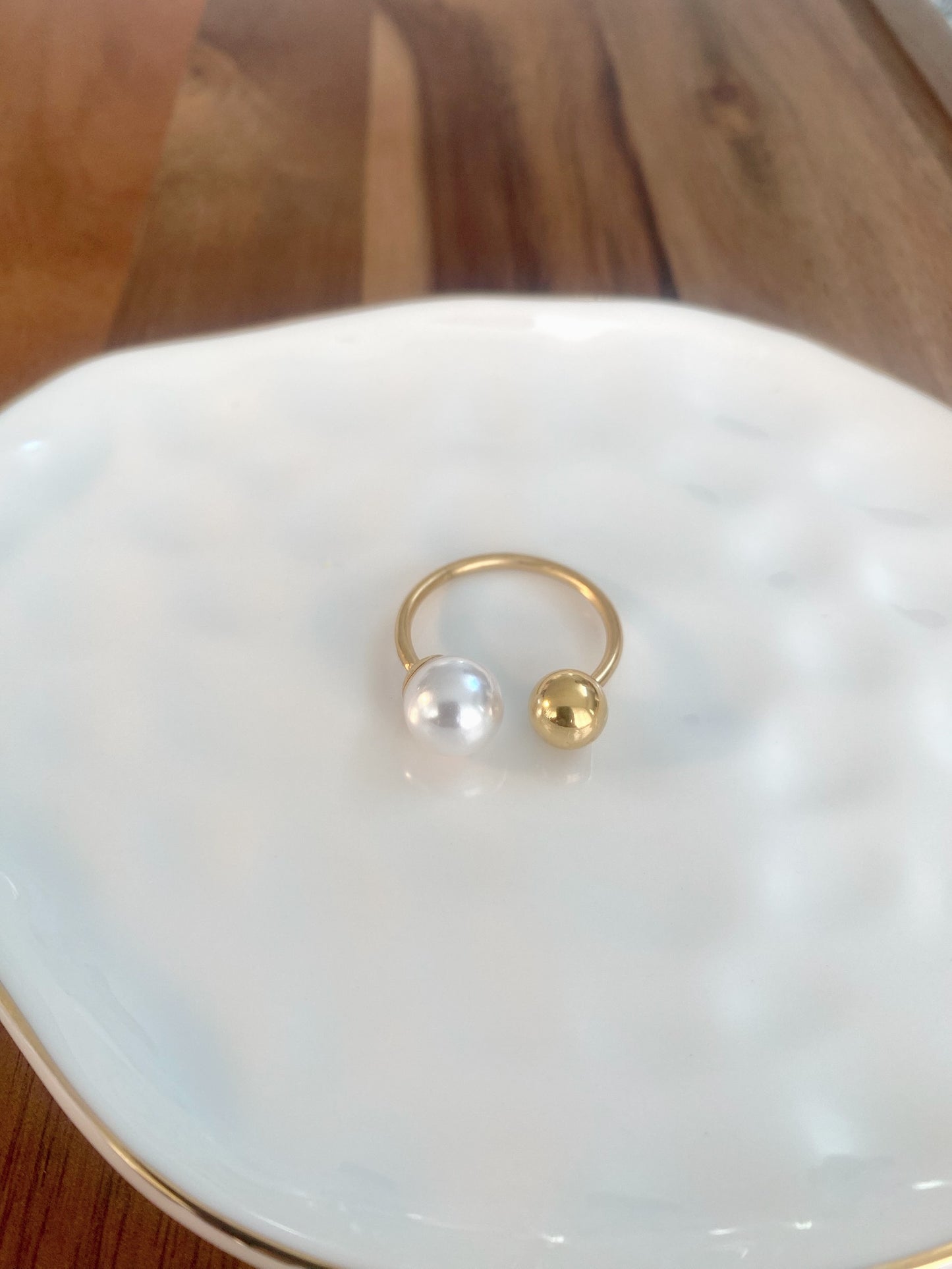 Pearl & Gold Spheres Ring