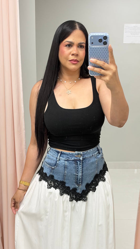 Black Knit Basic Top