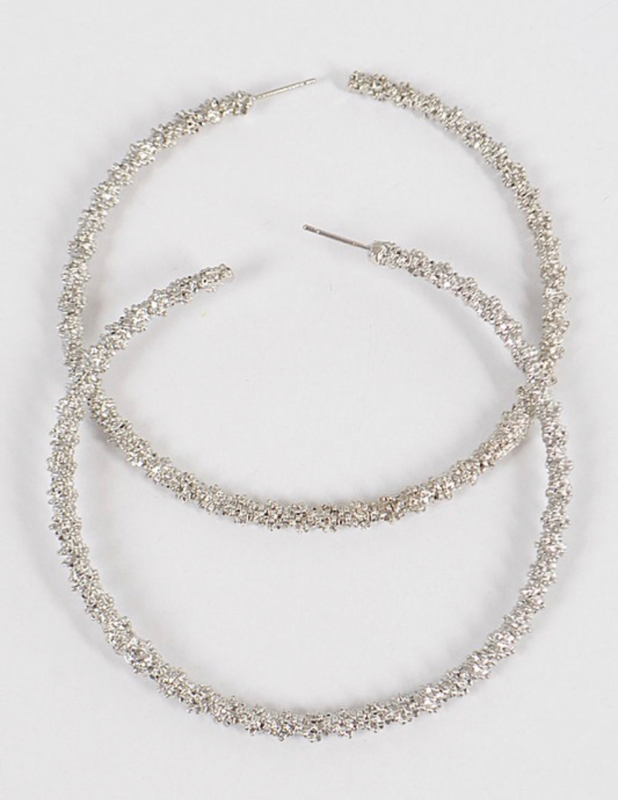 Glitter Round Hoop L Earrings