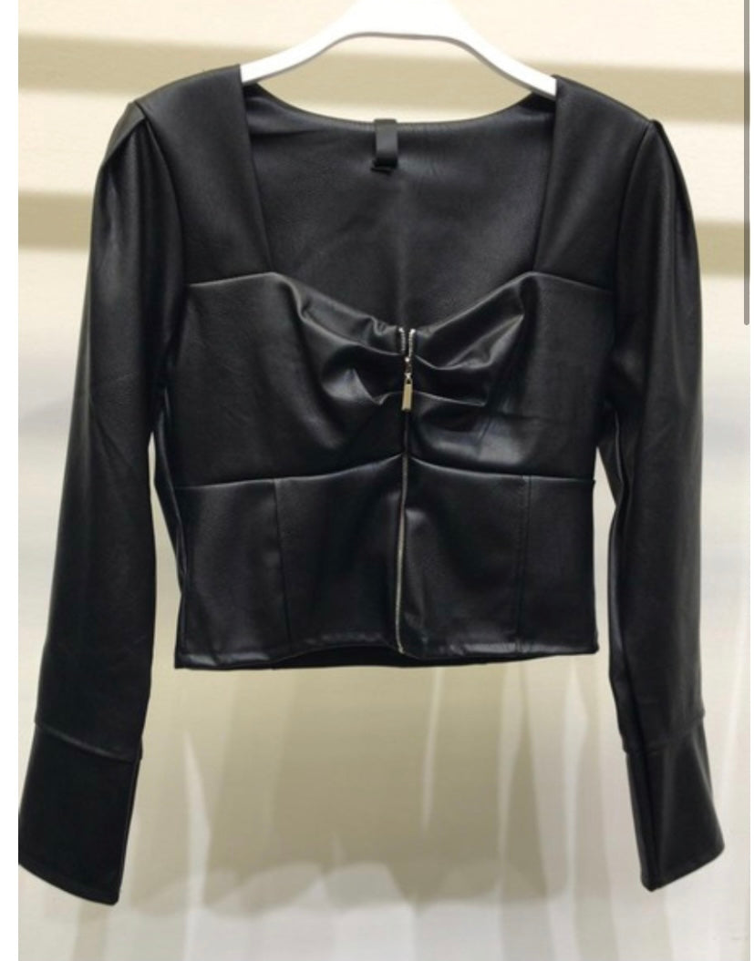 PU-Leather Bustier Jacket