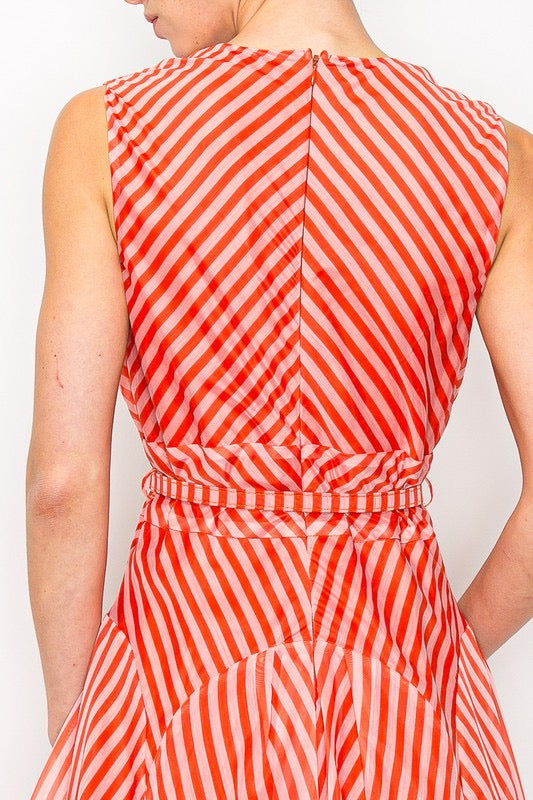 Red Stripes Maxi Dress