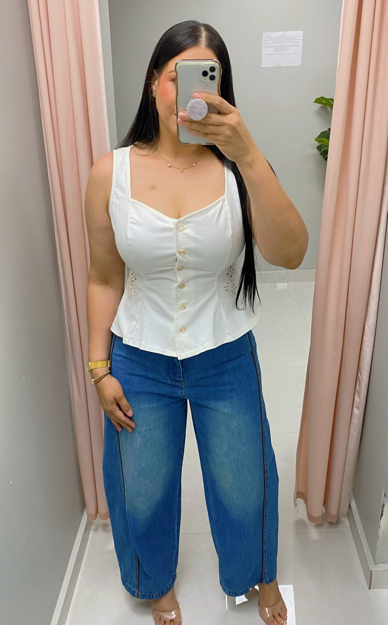 White Denim Top
