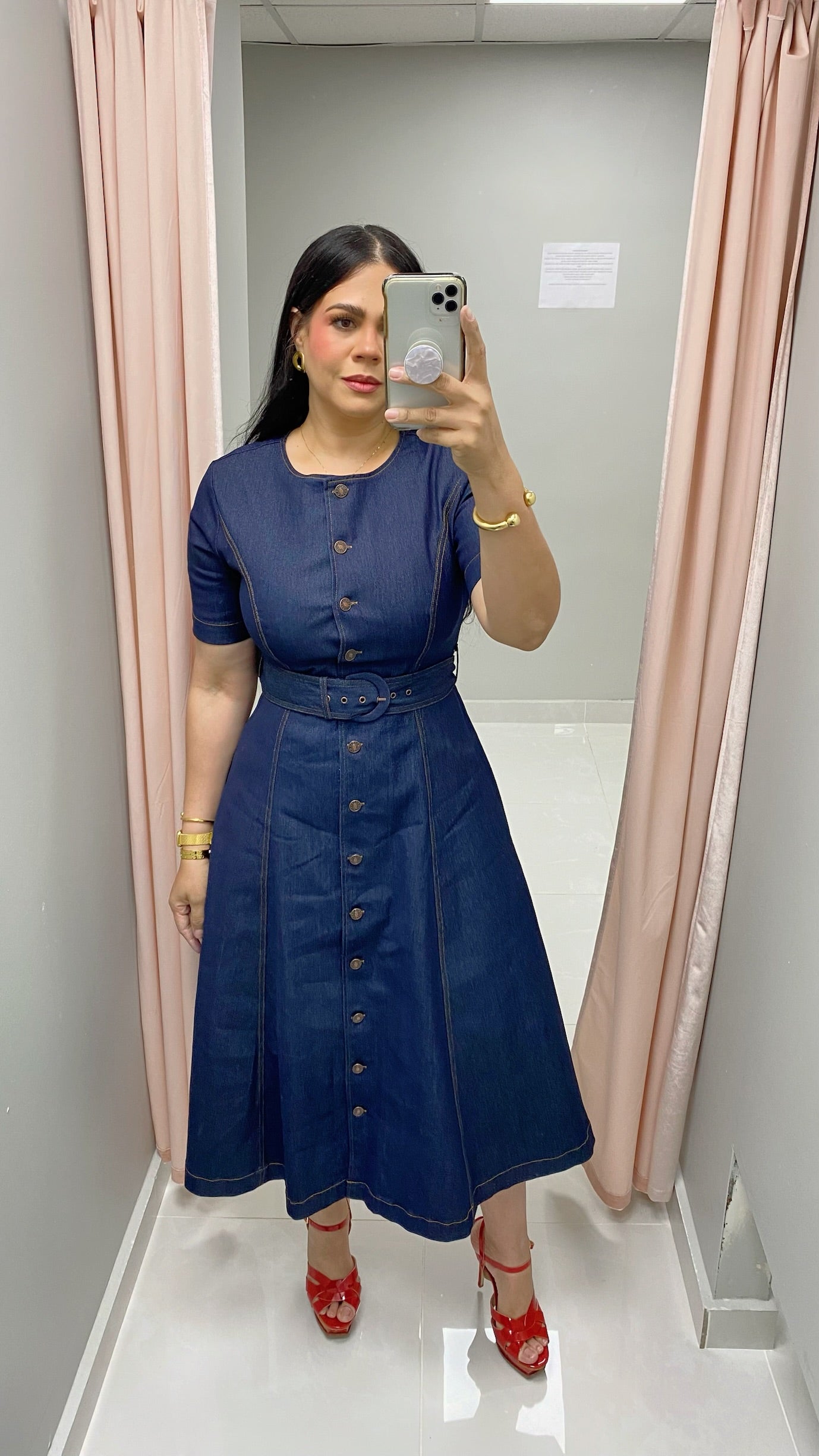 Indigo Denim Midi Dress
