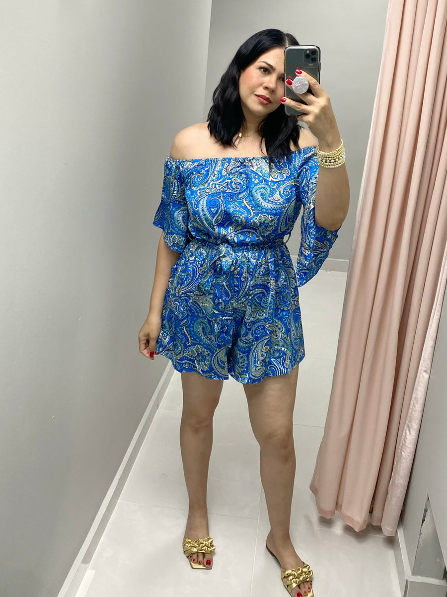 Paisley Blue Romper