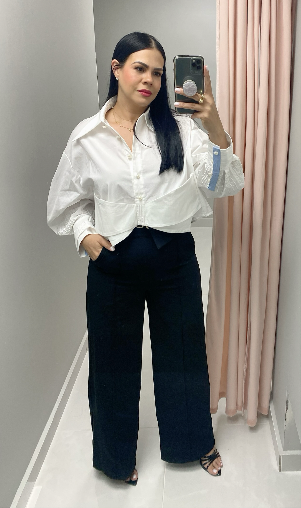 Ribbon Cropped Shirt 