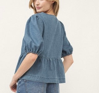 Denim Bow Top