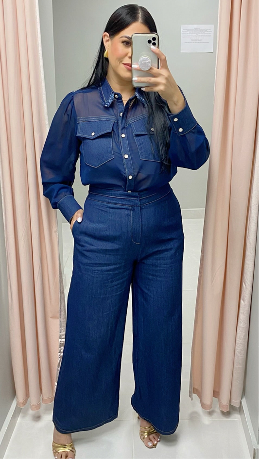 Azure Denim Elegant Set