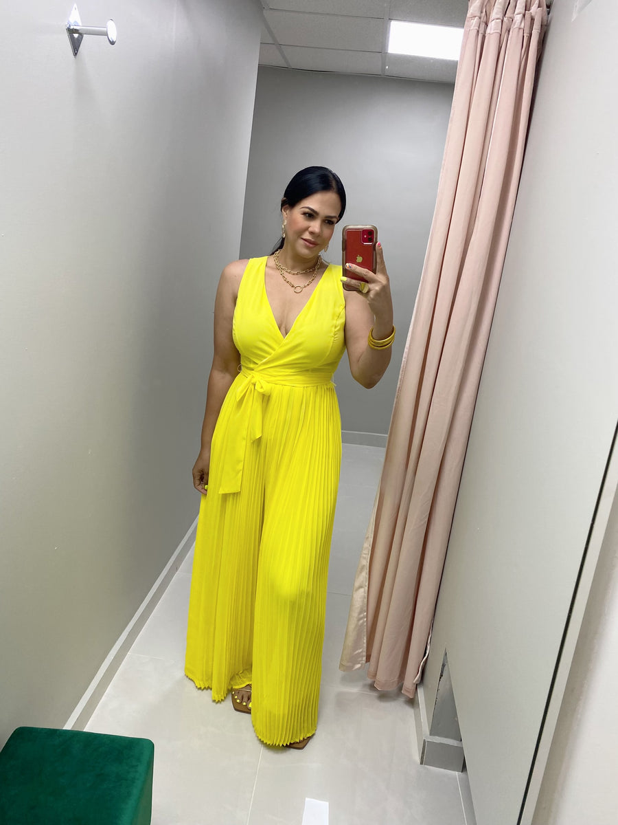 Pleated Bottom Yellow Jumpsuit