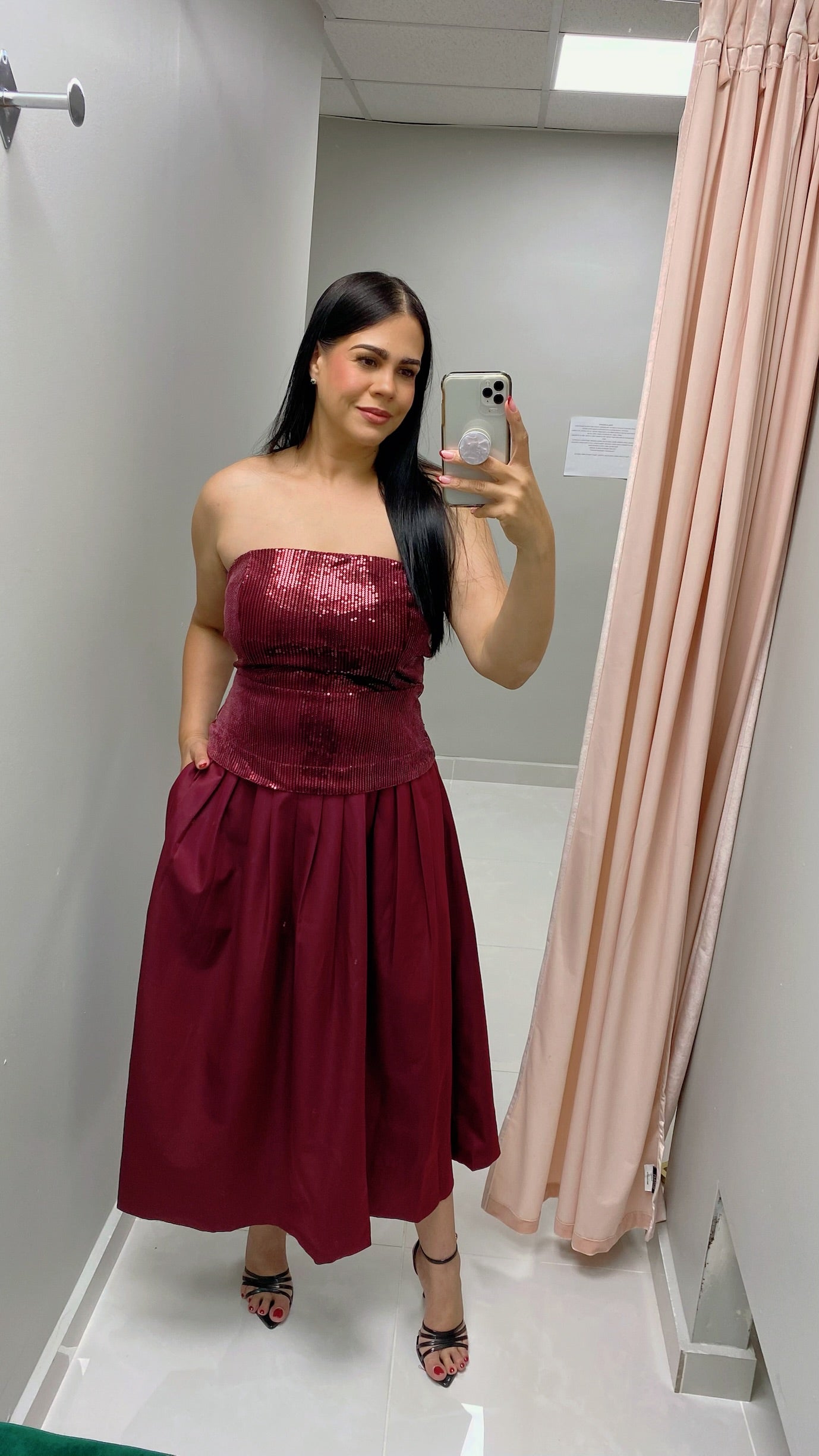 Burgundy Strapless Dress