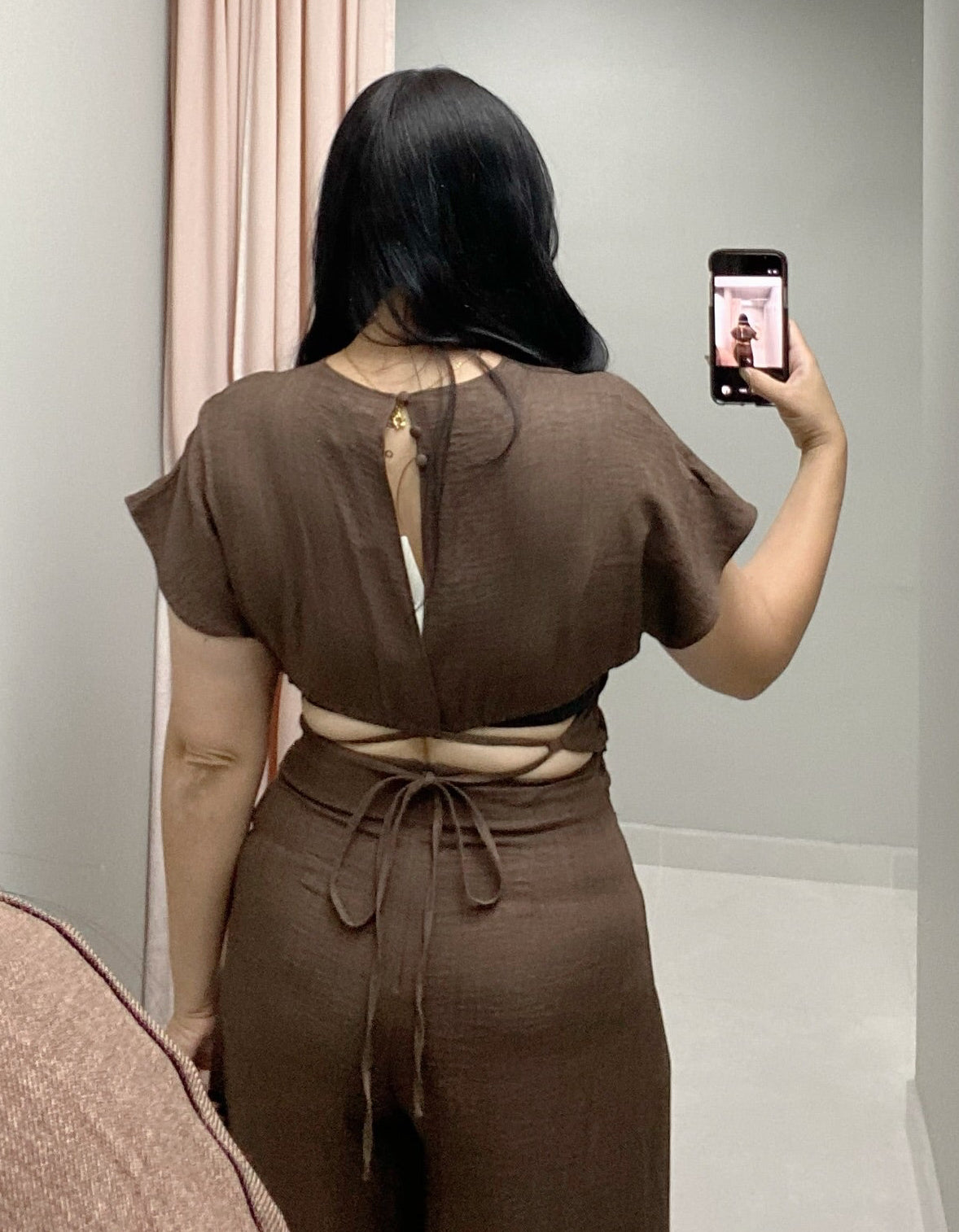 Brown Tie Back Jumpsuit