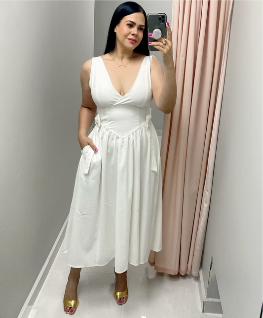 Bow Detail Midi Dress