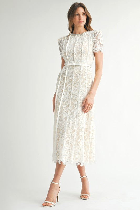 Lace Embellished Midi Dress