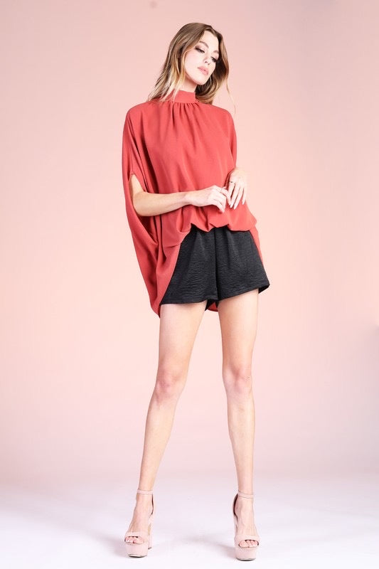 Mock Neck Caftan Top