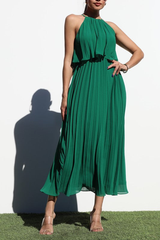 Pleated Green Dress