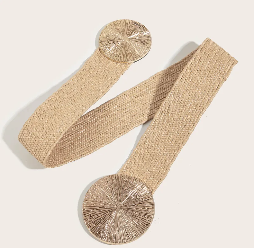 Rafia Gold Buckle Belt