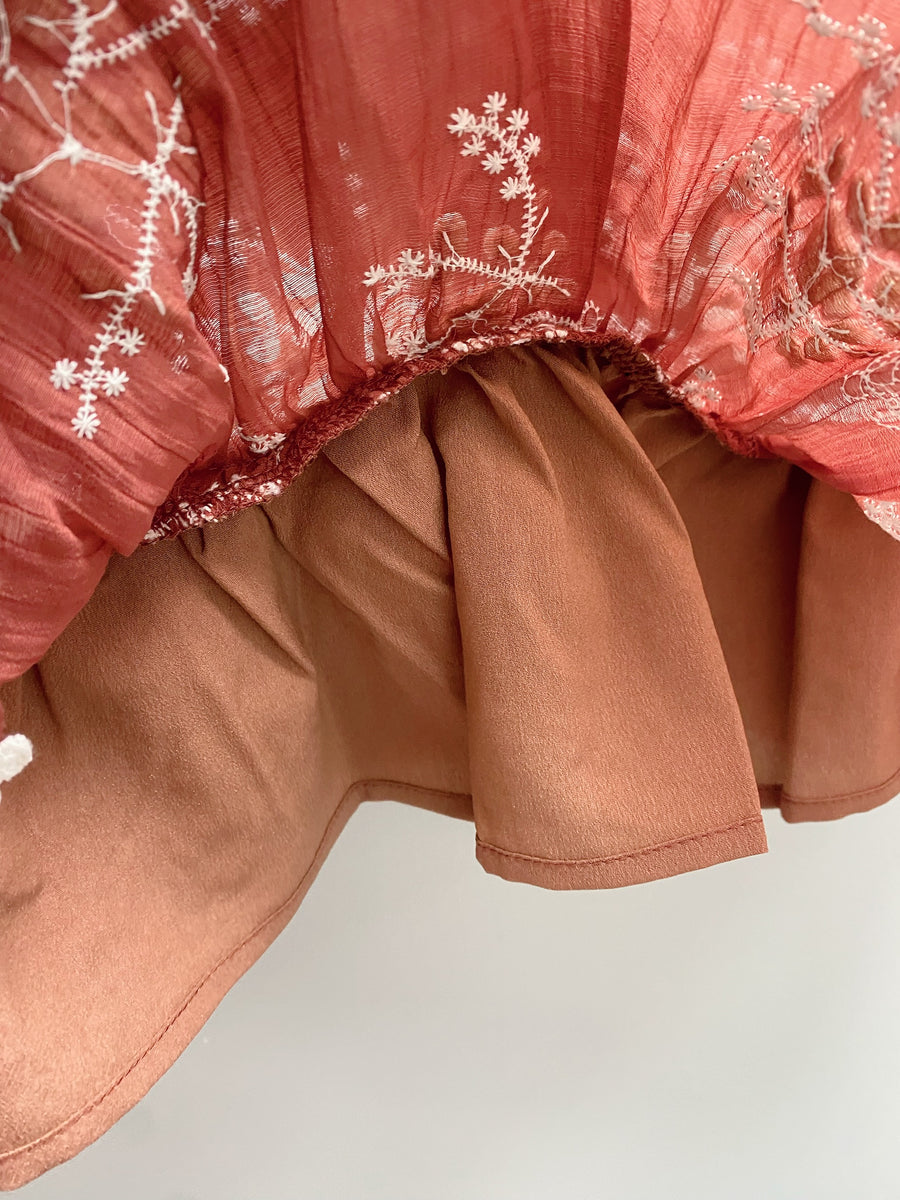 Maroon Embroidered Detail Top