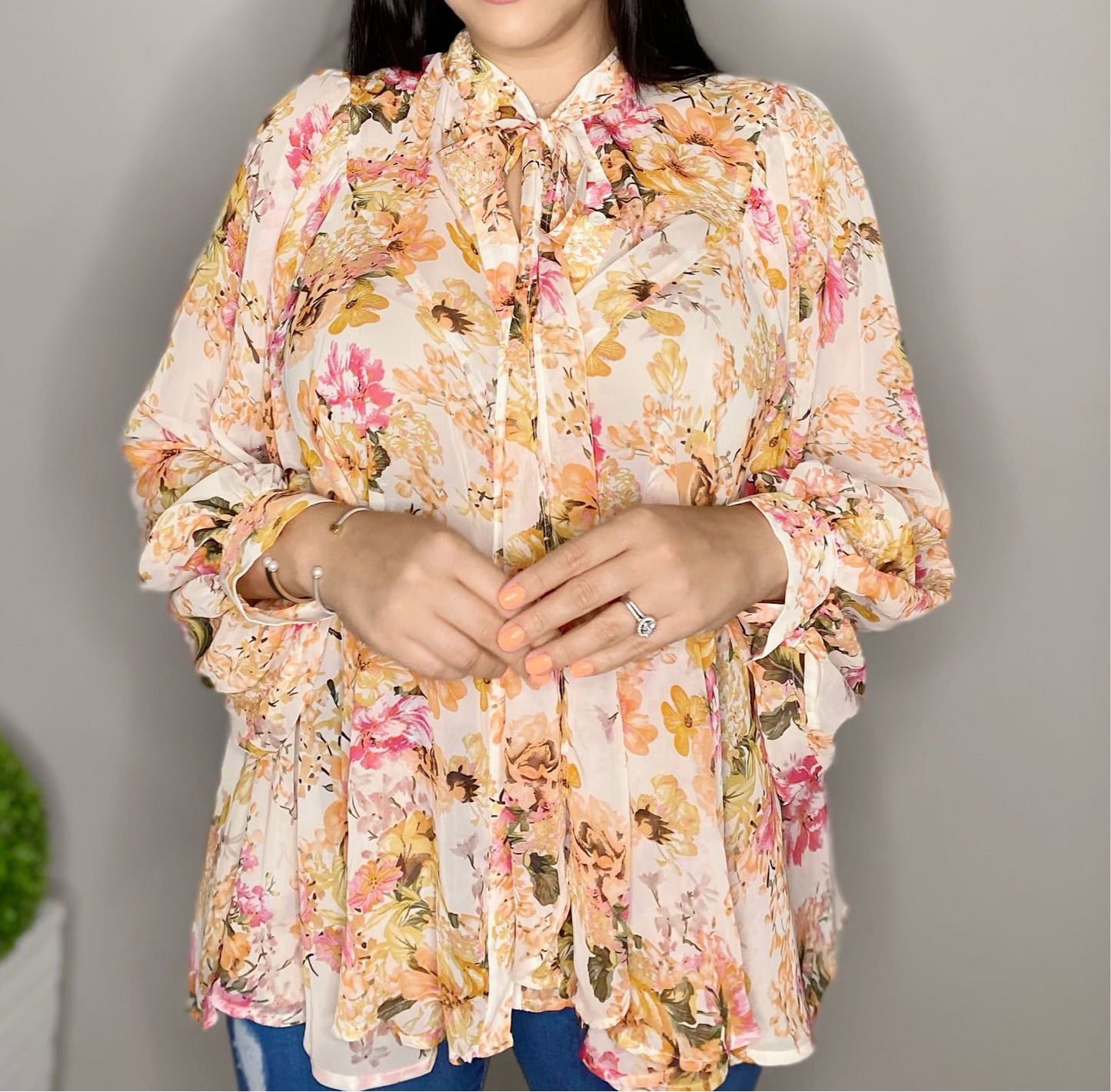 Peach Garden Tunic Top