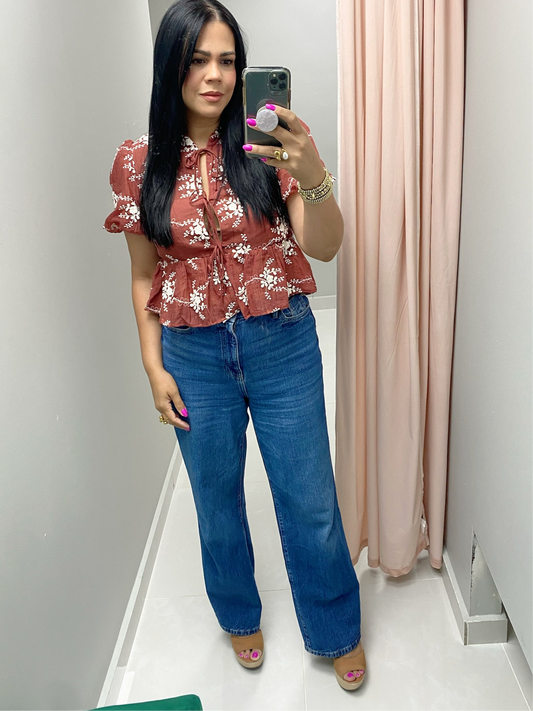 Maroon Embroidered Detail Top