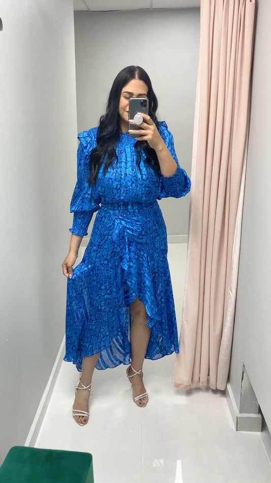 Asymmetrical Cobalt Midi Skirt