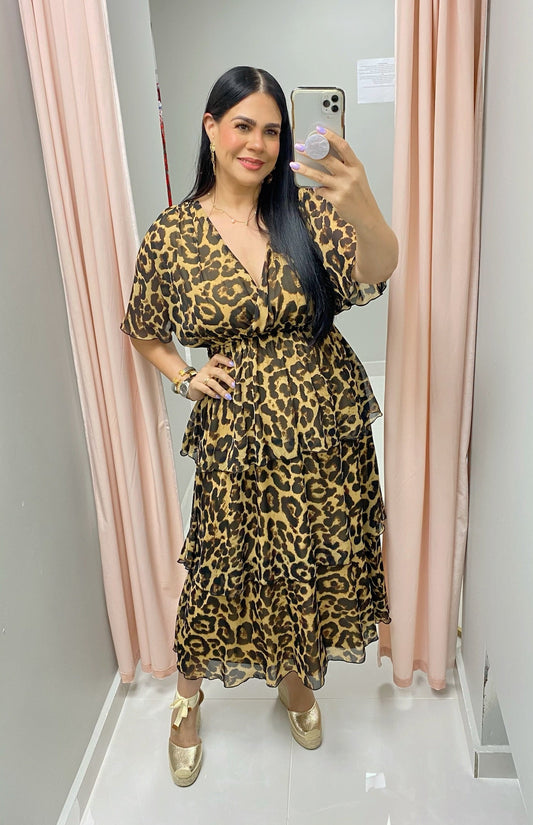 Leopard V-Neck Dress