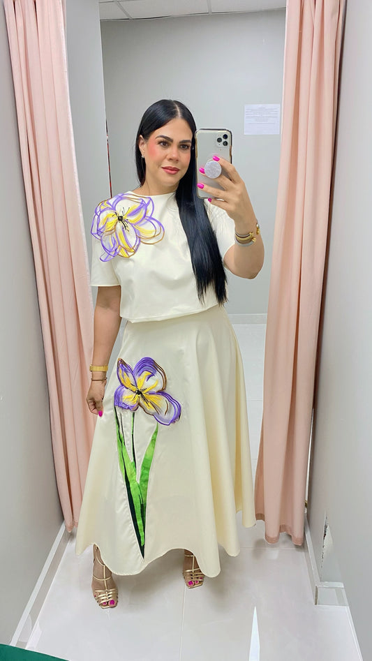 Kassandra Apricot Skirt Set