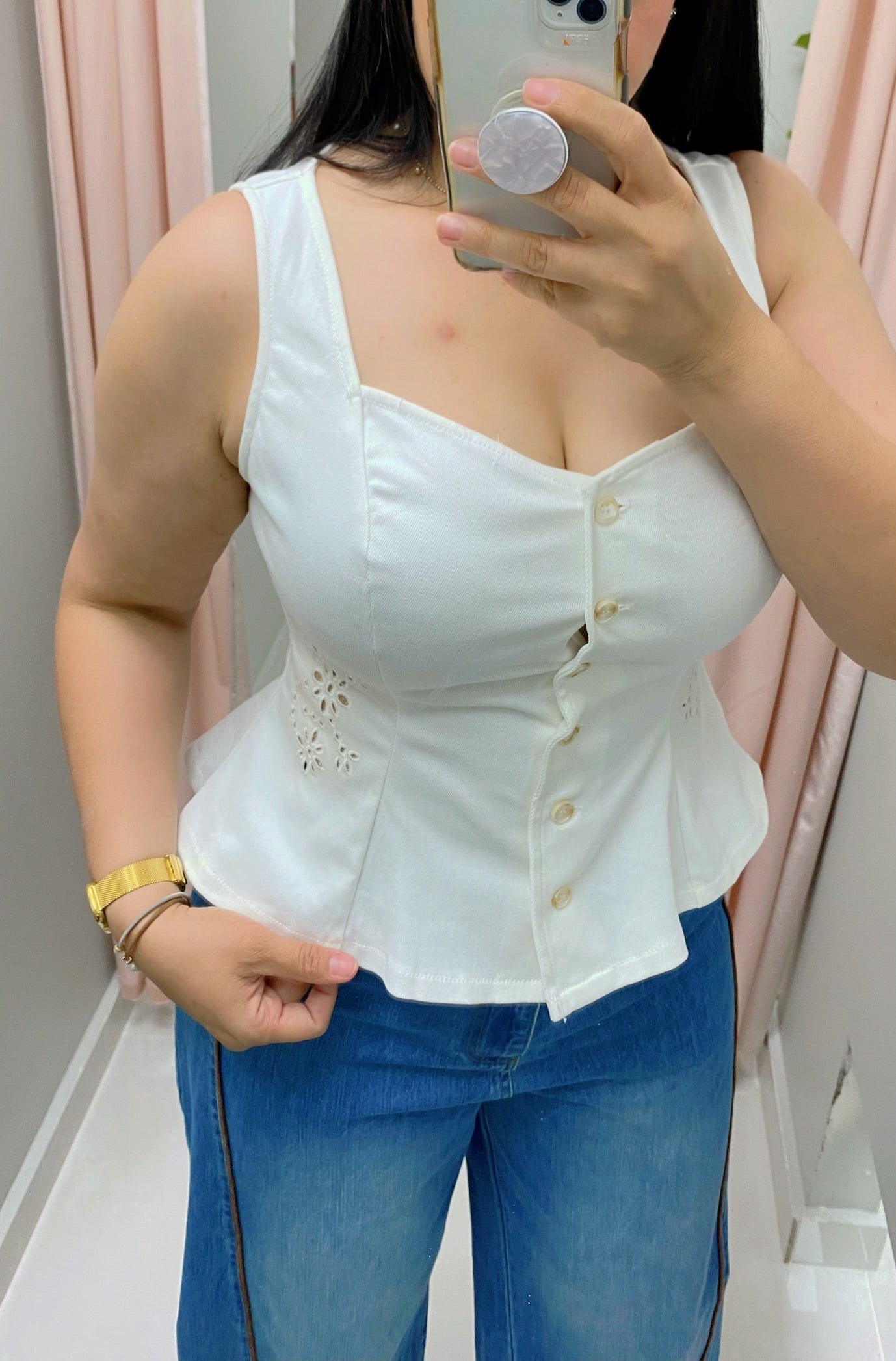 White Denim Top