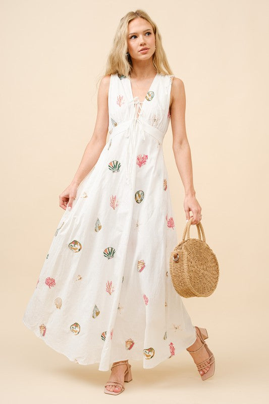 Embroidered Seashell Dress