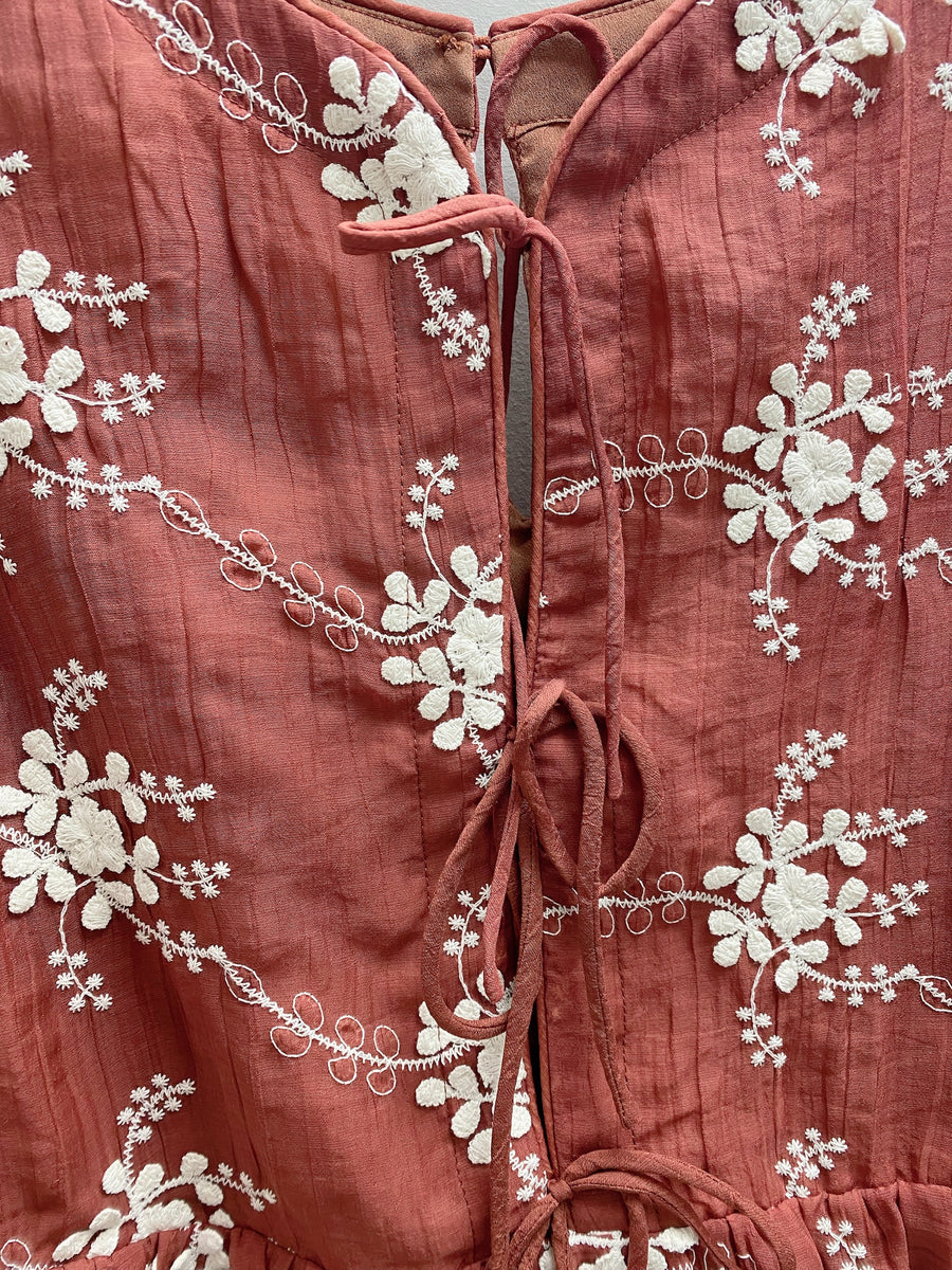 Maroon Embroidered Detail Top