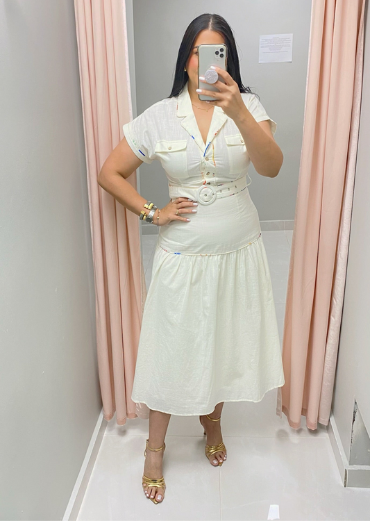 Serena Luxe White Midi Dress