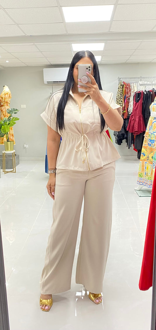 Lorena Cream Pants Set