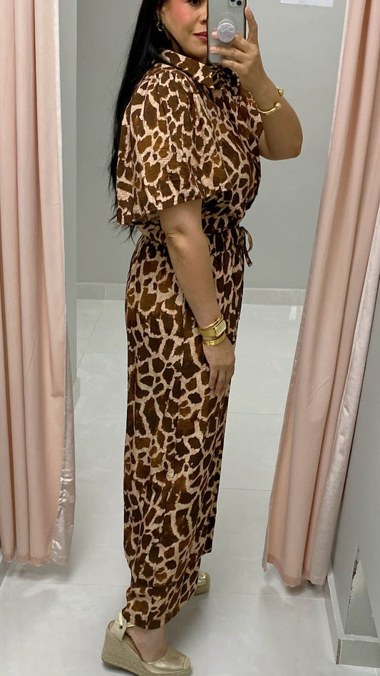 Savannah Brown Printed Pant Set