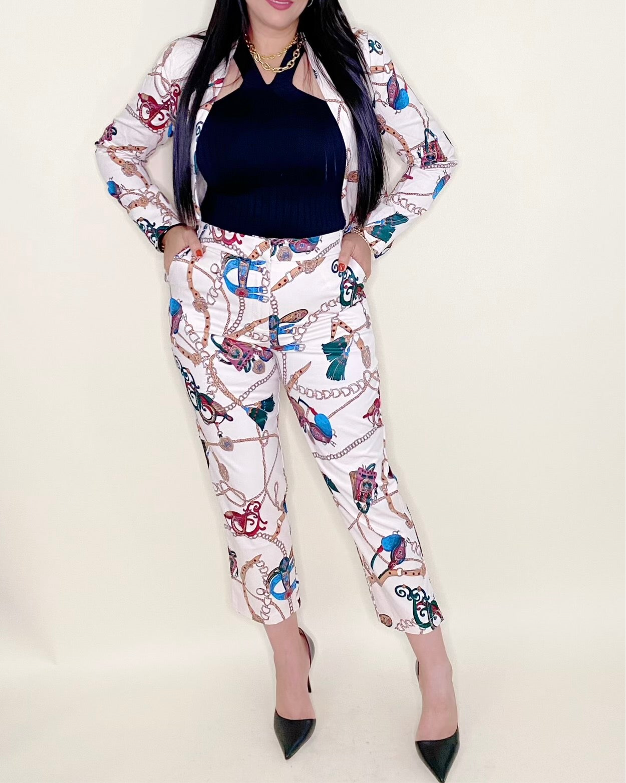 Chain and Tassel Print Pant