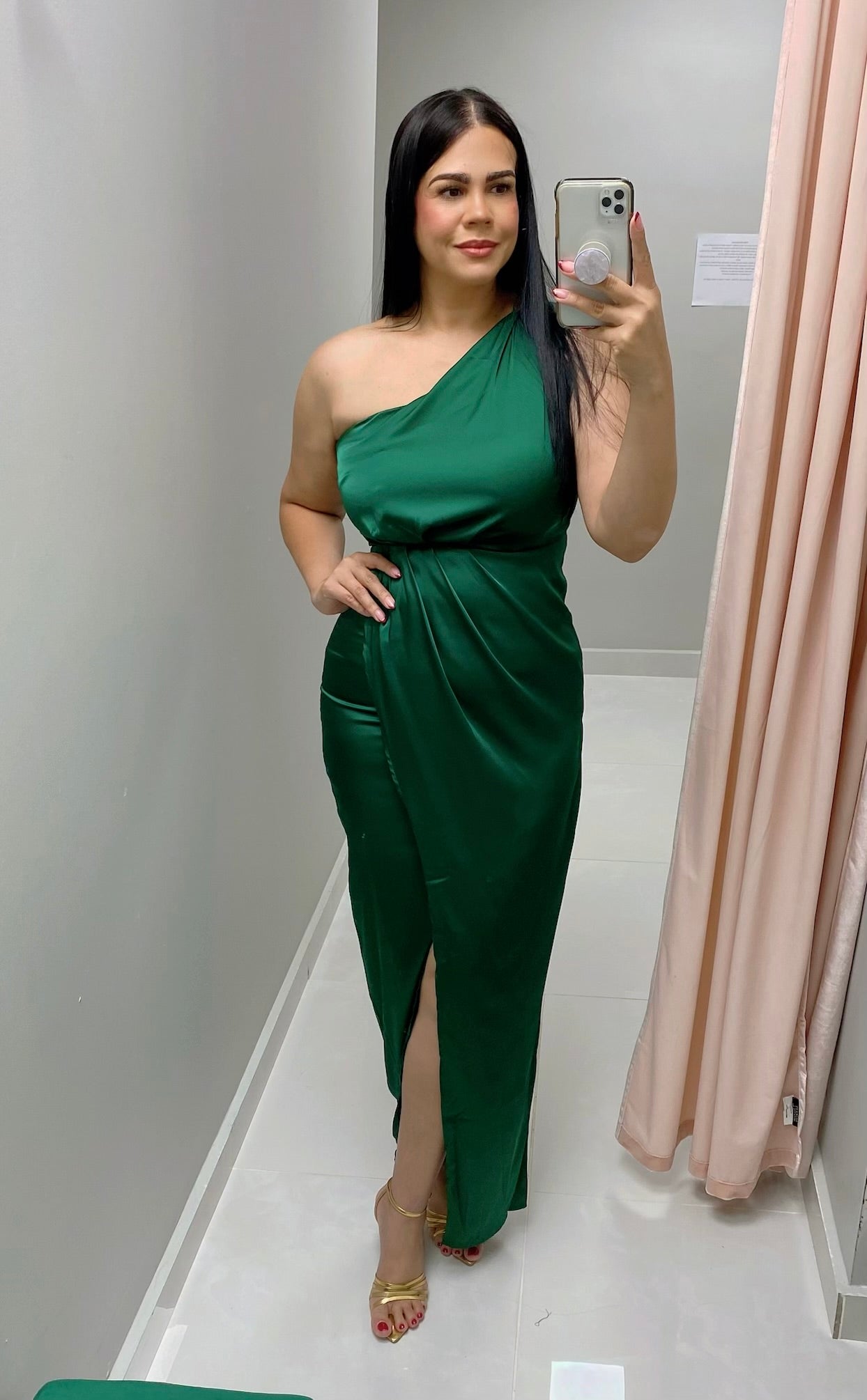 Hunter Green One Shoulder Dress