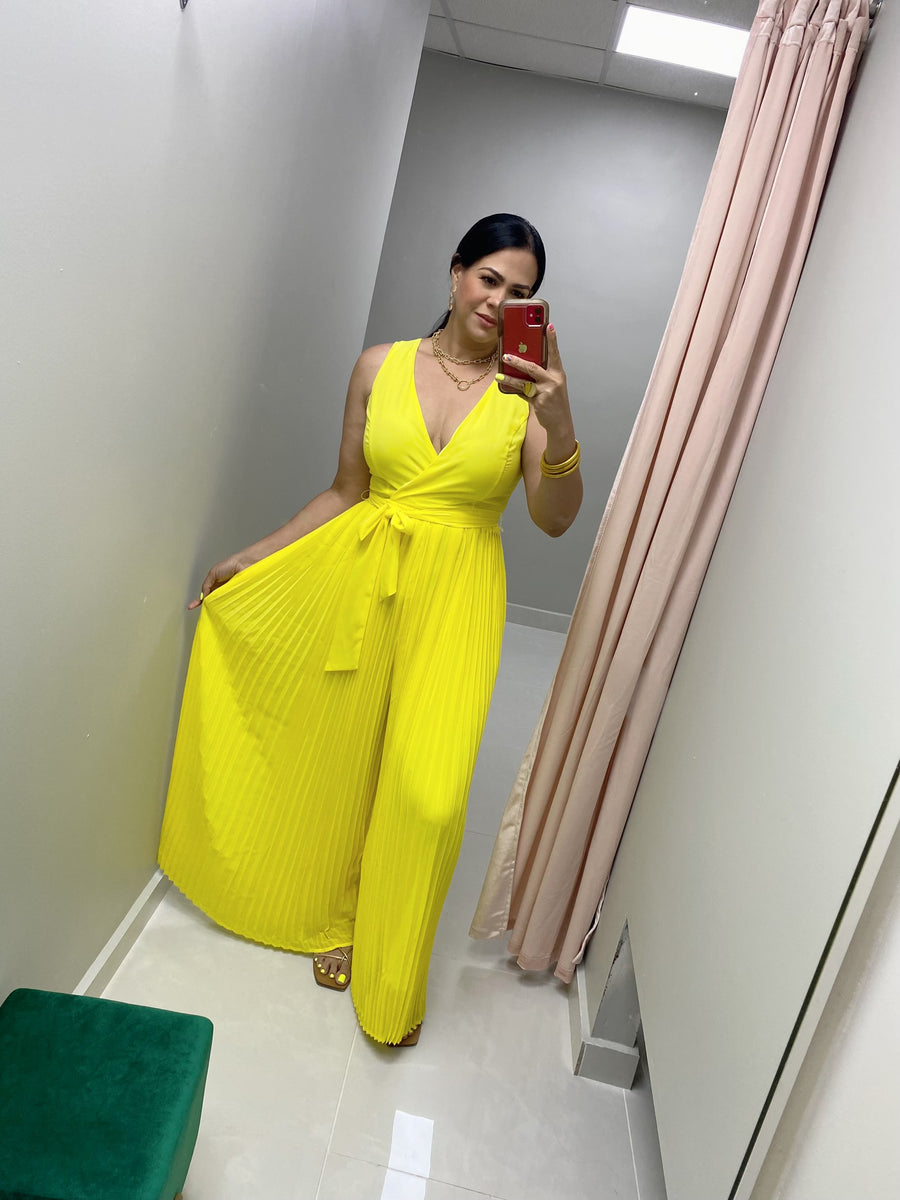 Pleated Bottom Yellow Jumpsuit