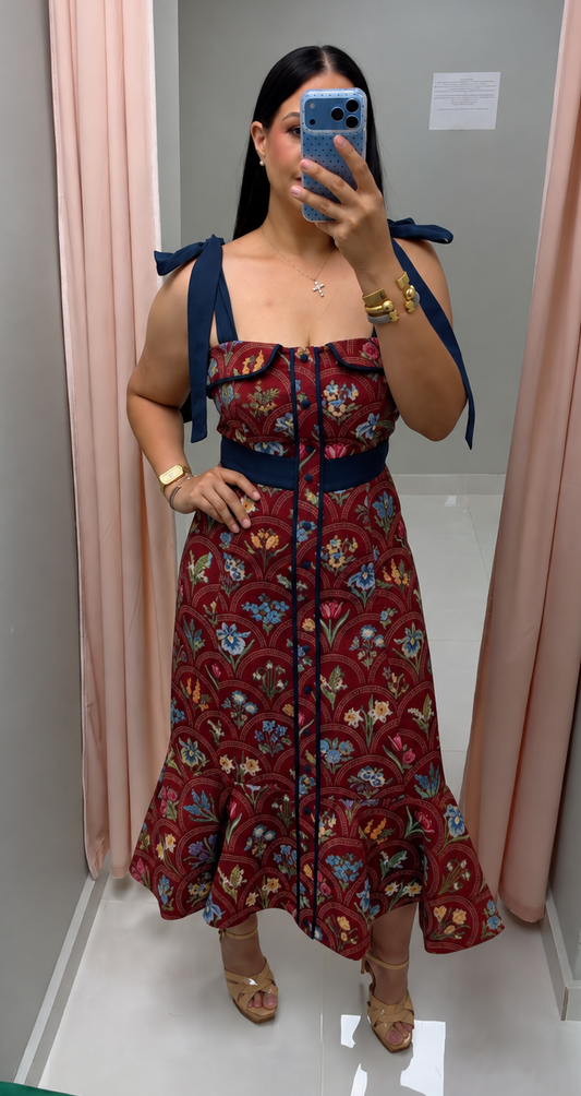 Amara Burgundy Floral Dress