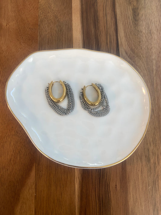 2 Tones Tassel Earrings