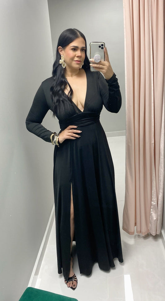V-Neck Black Dress