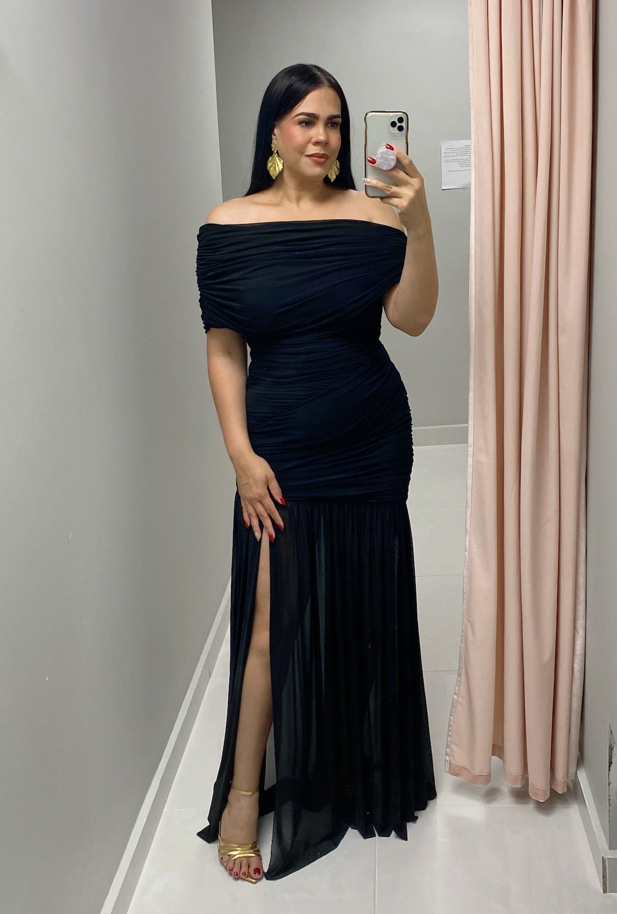 Off Shoulder Black Maxi Dress